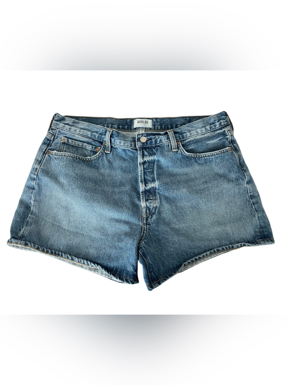 AGOLDE Parker Long Denim Button Fly Shorts Occurrence Wash Size 33 - Picture 3 of 6